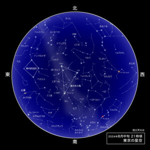 2024年8月中旬21時頃東京の星空