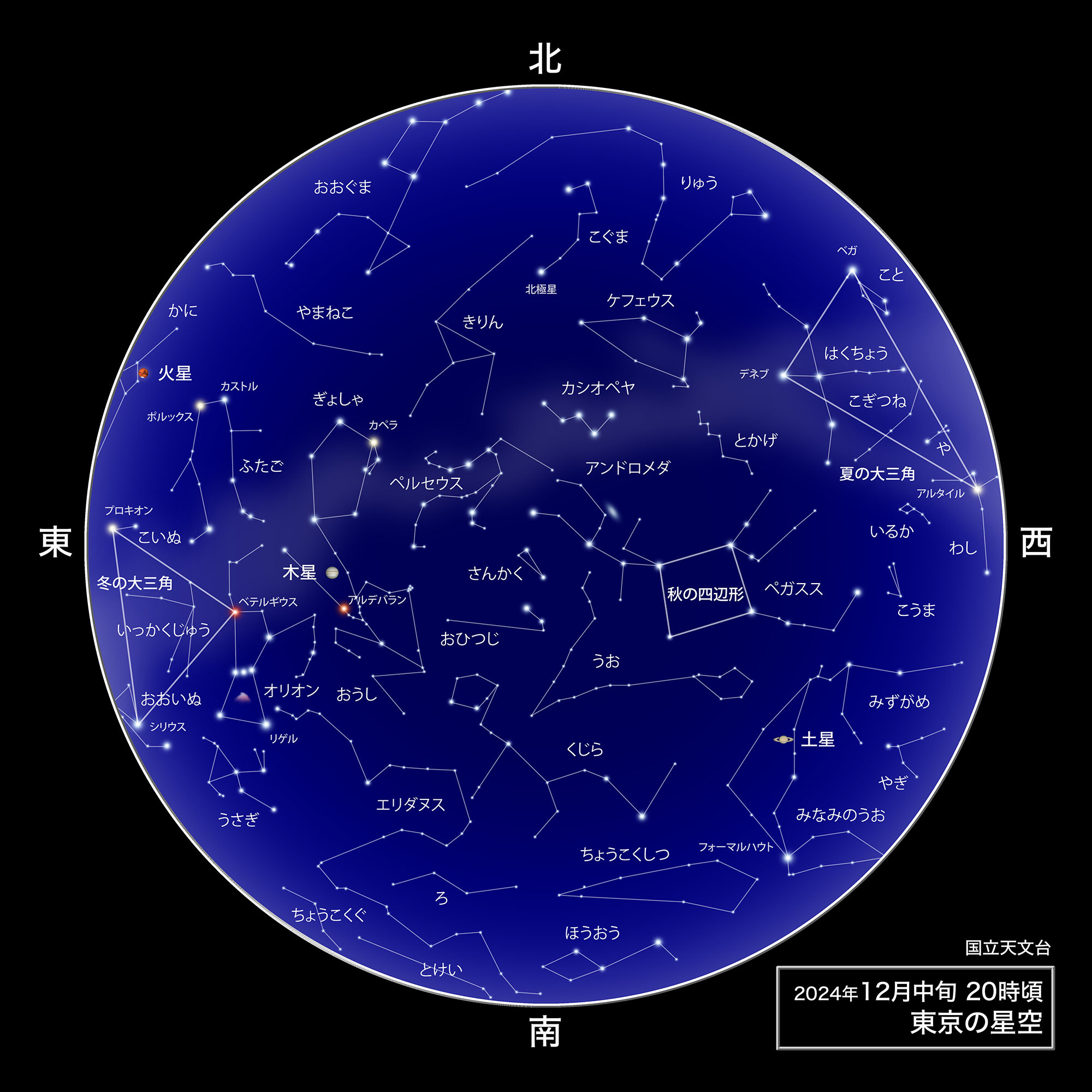 2024年12月中旬 20時頃 東京の星空