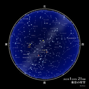 2025年1月中旬 21時頃 東京の星空