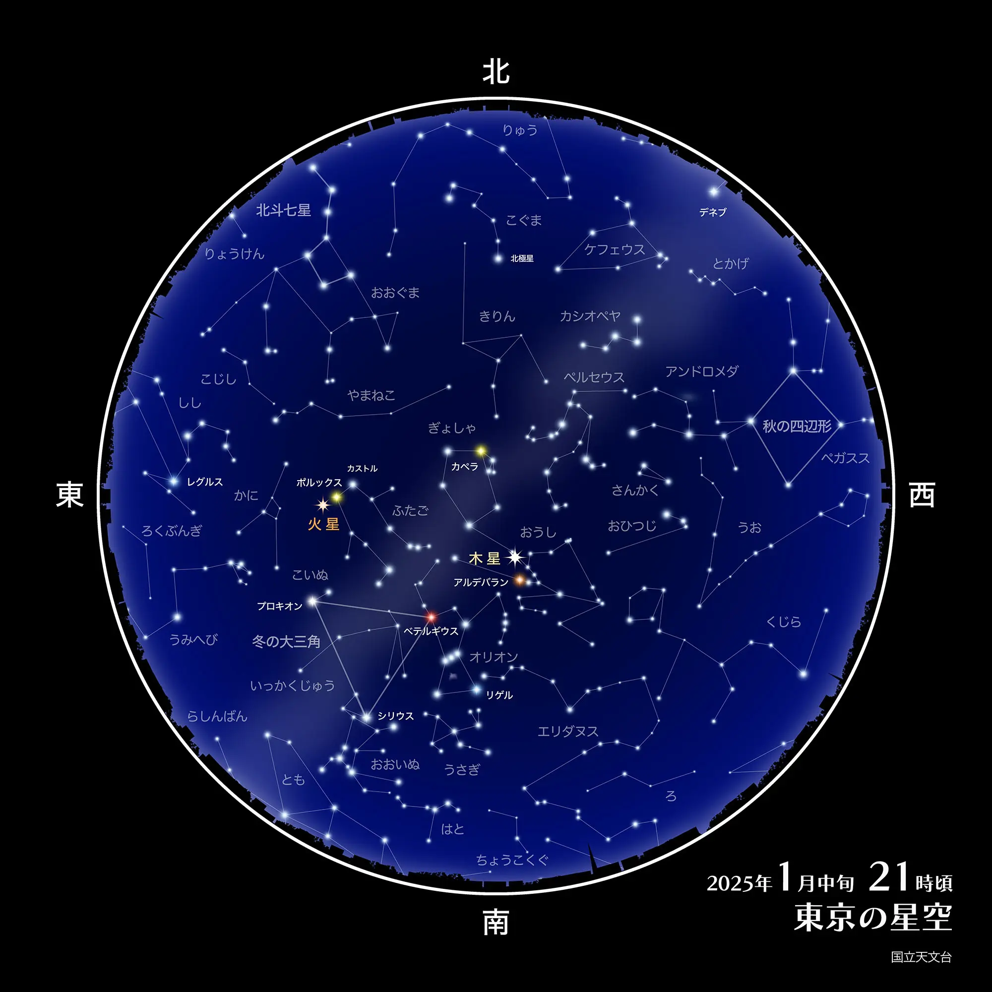 2025年1月中旬 21時頃
東京の星空