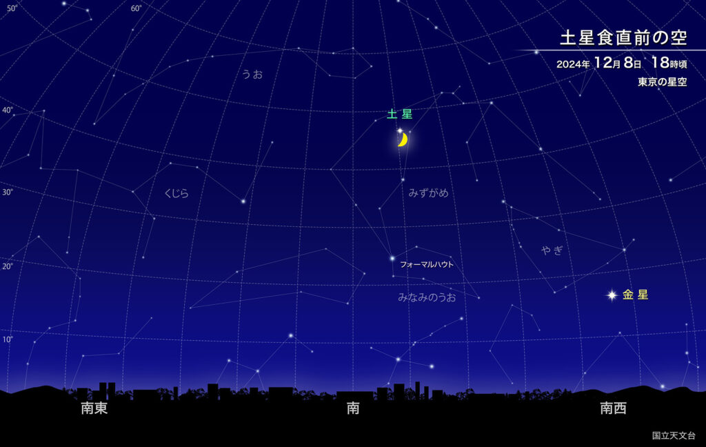 土星食直前の空
2024年12月8日、18時頃
東京の星空