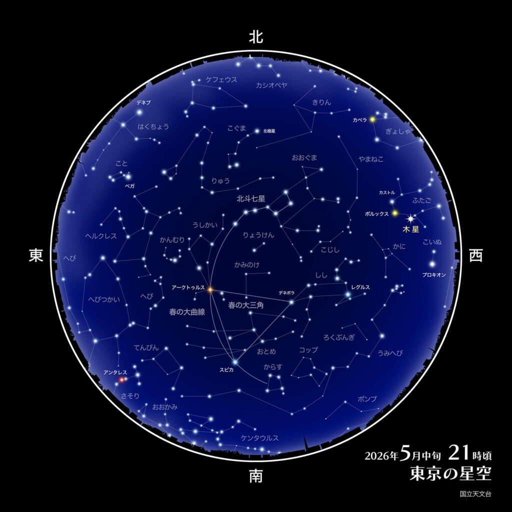 2026年5月中旬 21時頃 東京の星空 国立天文台