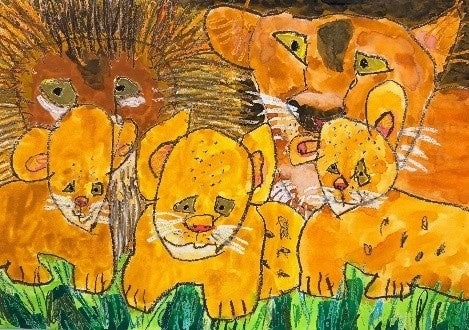 写生大会の受賞作品 ライオンの子ども